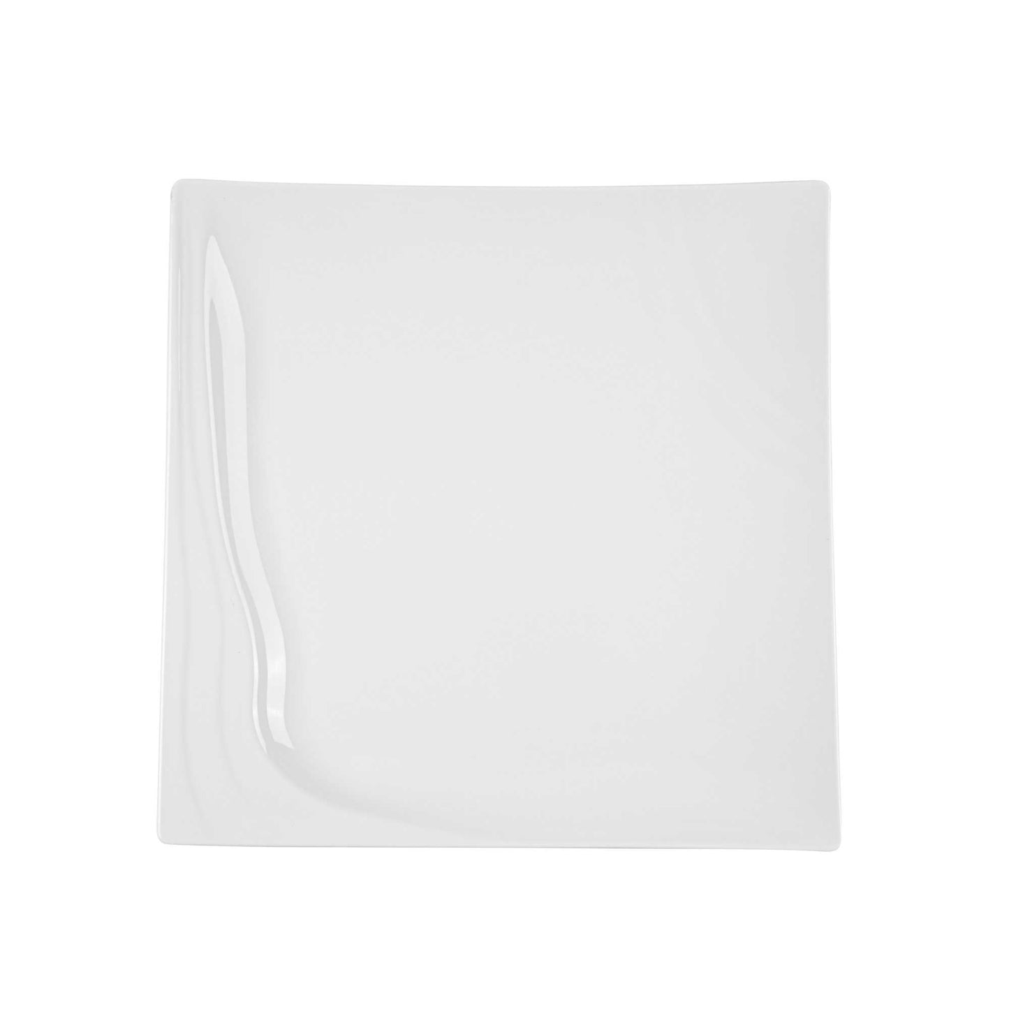 Voga Square White Melamine Extra Large Plate - Flare - 14" x 14" x 1 1/4" - 10 count box