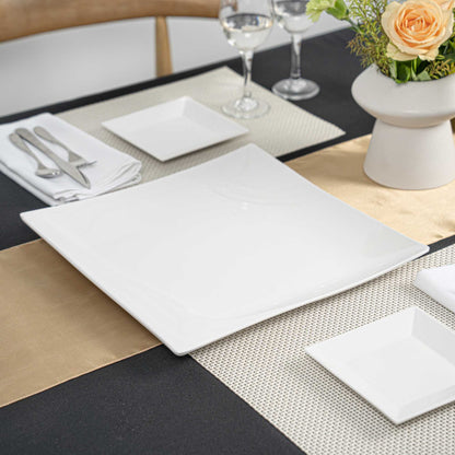Voga Square White Melamine Extra Large Plate - Flare - 14" x 14" x 1 1/4" - 10 count box
