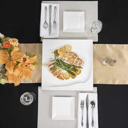 Voga Square White Melamine Extra Large Plate - Flare - 14" x 14" x 1 1/4" - 10 count box