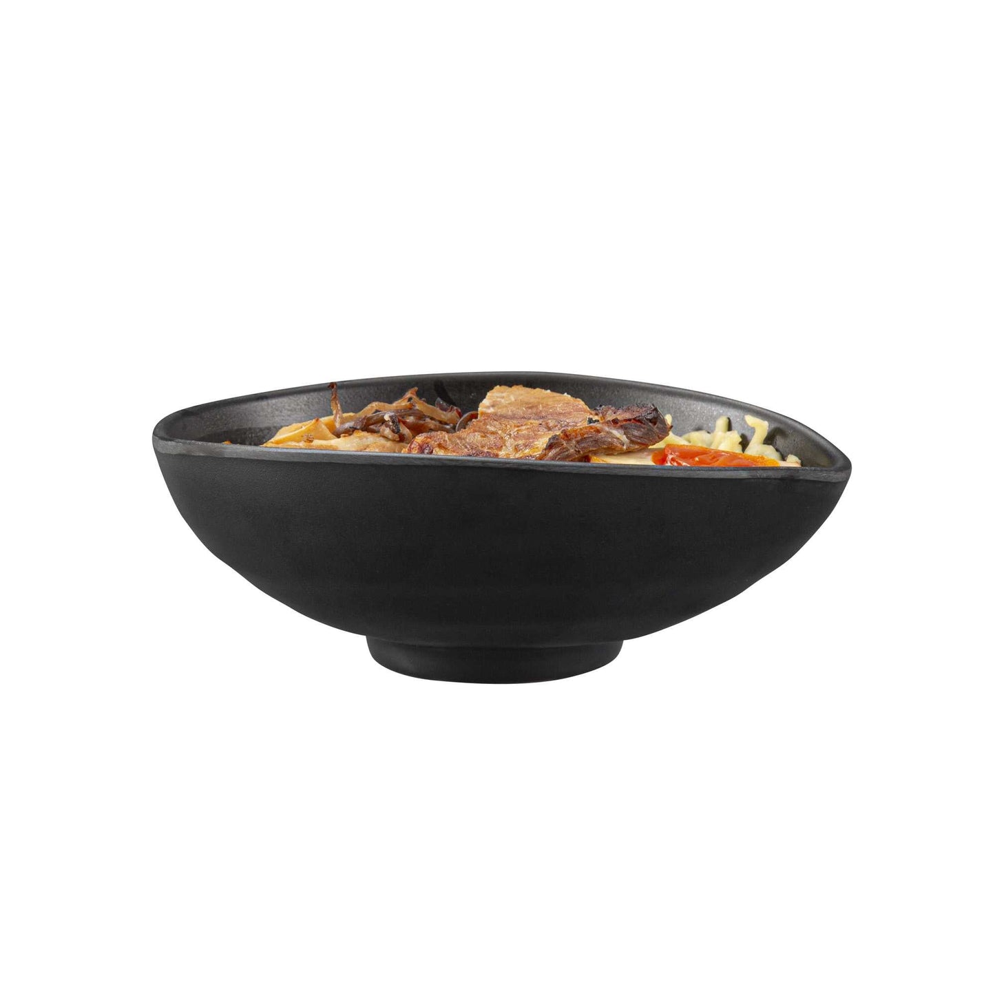 Voga 15 oz Round Black Melamine Freeform Small Bowl - Japonais, Black Stone - 7" x 5 1/2" x 2 1/2" - 2 count box