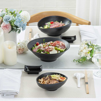 Voga 15 oz Round Black Melamine Freeform Small Bowl - Japonais, Black Stone - 7" x 5 1/2" x 2 1/2" - 2 count box