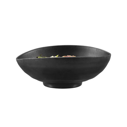 Voga 44 oz Round Black Melamine Freeform Large Bowl - Japonais, Black Stone - 9 1/2" x 7 3/4" x 3 1/2" - 2 count box