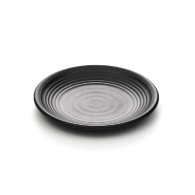 Voga Round Black Melamine Small Plate - Japonais, Black Stone - 8" x 8" x 1" - 10 count box