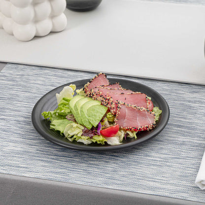 Voga Round Black Melamine Small Plate - Japonais, Black Stone - 8" x 8" x 1" - 10 count box
