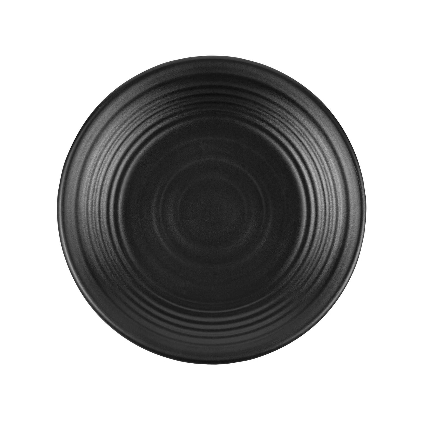 Voga Round Black Melamine Medium Plate - Japonais, Black Stone - 10" x 10" x 1 1/4" - 10 count box