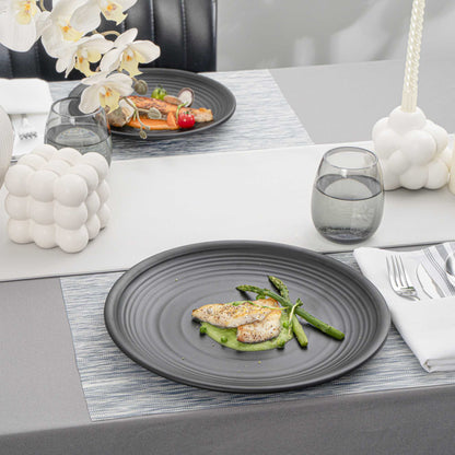 Voga Round Black Melamine Large Plate - Japonais, Black Stone - 12" x 12" x 1 1/4" - 10 count box