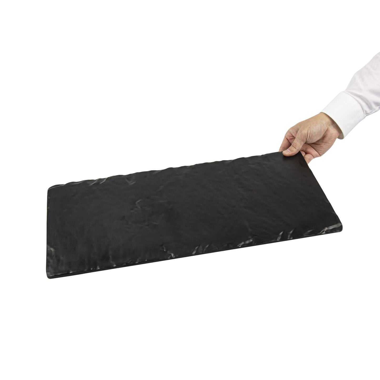 Voga Rectangle Black Melamine Plate - Japonais, Slate - 10" x 20" x 3/4" - 4 count box