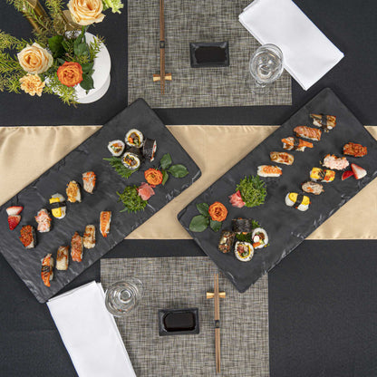 Voga Rectangle Black Melamine Plate - Japonais, Slate - 10" x 20" x 3/4" - 4 count box