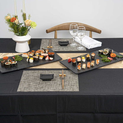 Voga Rectangle Black Melamine Plate - Japonais, Slate - 10" x 20" x 3/4" - 4 count box