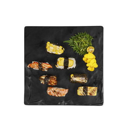 Voga Square Black Melamine Plate - Japonais, Slate - 10" x 10" x 3/4" - 4 count box