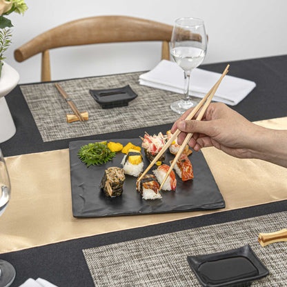 Voga Square Black Melamine Plate - Japonais, Slate - 10" x 10" x 3/4" - 4 count box