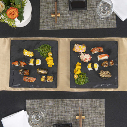 Voga Square Black Melamine Plate - Japonais, Slate - 10" x 10" x 3/4" - 4 count box