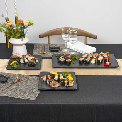 Voga Square Black Melamine Plate - Japonais, Slate - 10" x 10" x 3/4" - 4 count box
