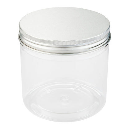 Mini Serve 17 oz Round Clear Plastic Candy and Snack Jar - with Aluminum Lid - 3 1/2" x 3 1/2" x 3 3/4" - 100 count box