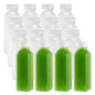 Bottle Tek 12 oz Square Clear Plastic Cold Pressed Juice Bottle - with Safety Cap - 2" x 2" x 6 1/2" - 100 count box