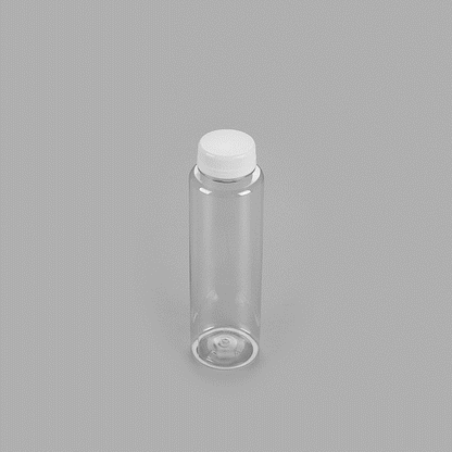 Bottle Tek 8 oz Round Clear Plastic Cold Pressed Juice Bottle - with Safety Cap - 2" x 2" x 6 3/4" - 100 count box