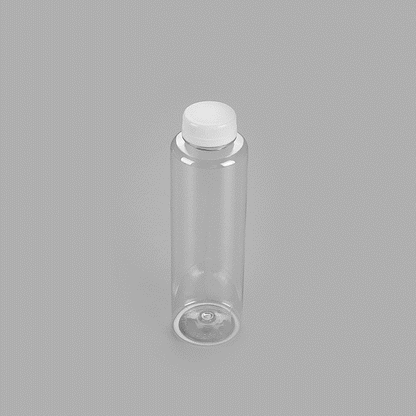 Bottle Tek 16 oz Round Clear Plastic Cold Pressed Juice Bottle - with Safety Cap - 2 1/4" x 2 1/4" x 8 1/4" - 100 count box
