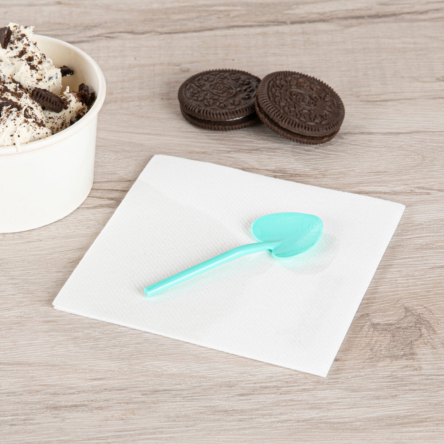 Coppetta Teal Plastic Love Shovel Spoon - 3 1/2" x 1 1/4" - 500 count box