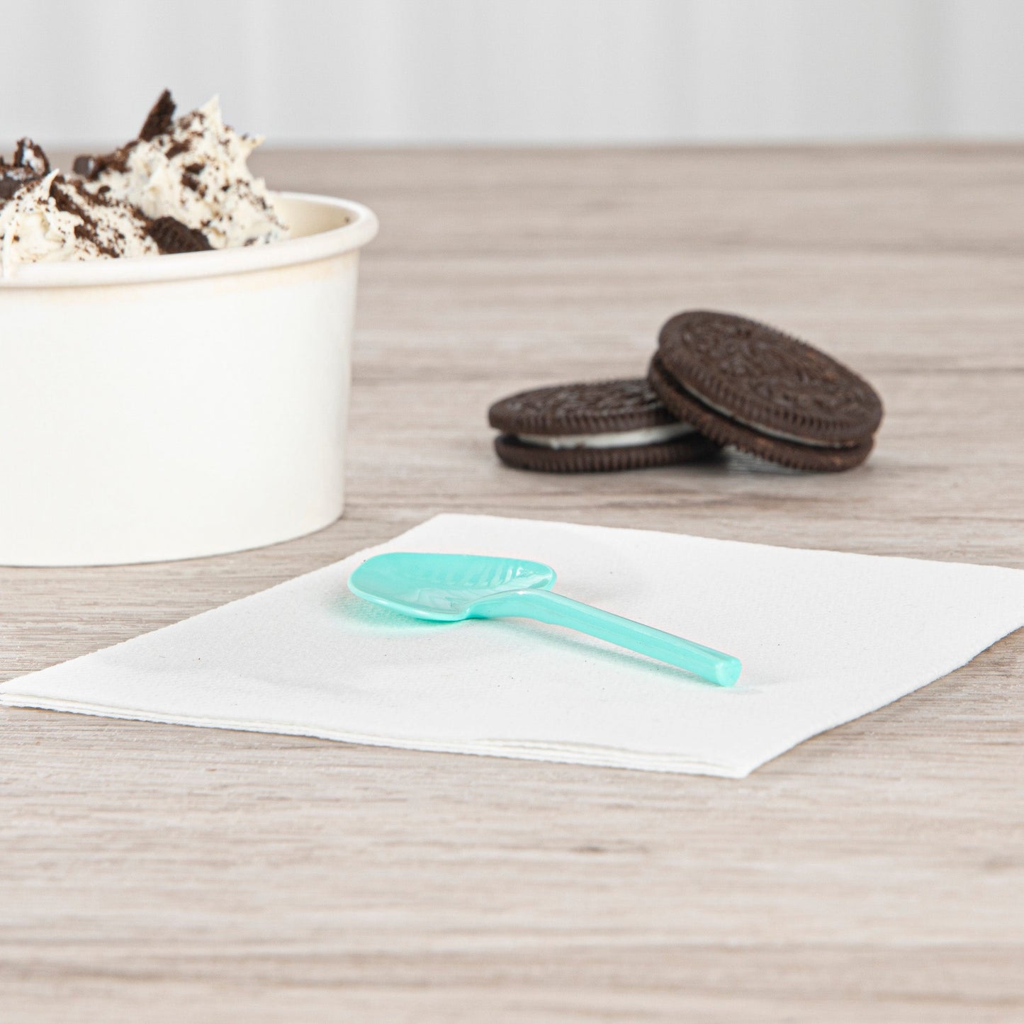 Coppetta Teal Plastic Love Shovel Spoon - 3 1/2" x 1 1/4" - 500 count box