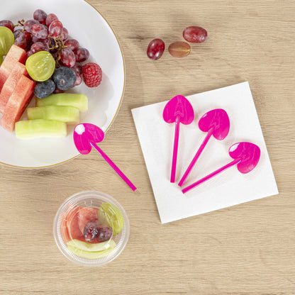Coppetta Magenta Plastic Love Shovel Spoon - 3 1/2" x 1 1/4" - 100 count box