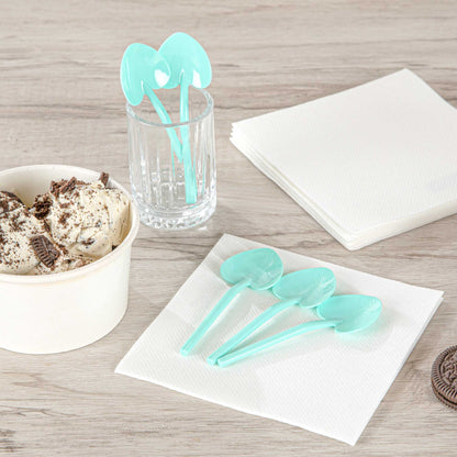 Coppetta Teal Plastic Love Shovel Spoon - 3 1/2" x 1 1/4" - 100 count box