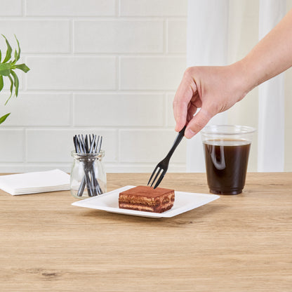 Coppetta Black Plastic Cake Fork with Knife Edge - 4" x 3/4" - 500 count box
