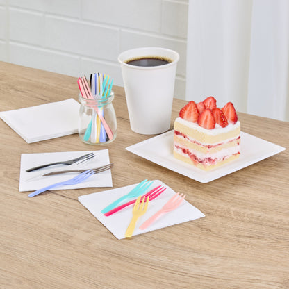 Coppetta Coral Plastic Cake Fork with Knife Edge - 4" x 3/4" - 500 count box