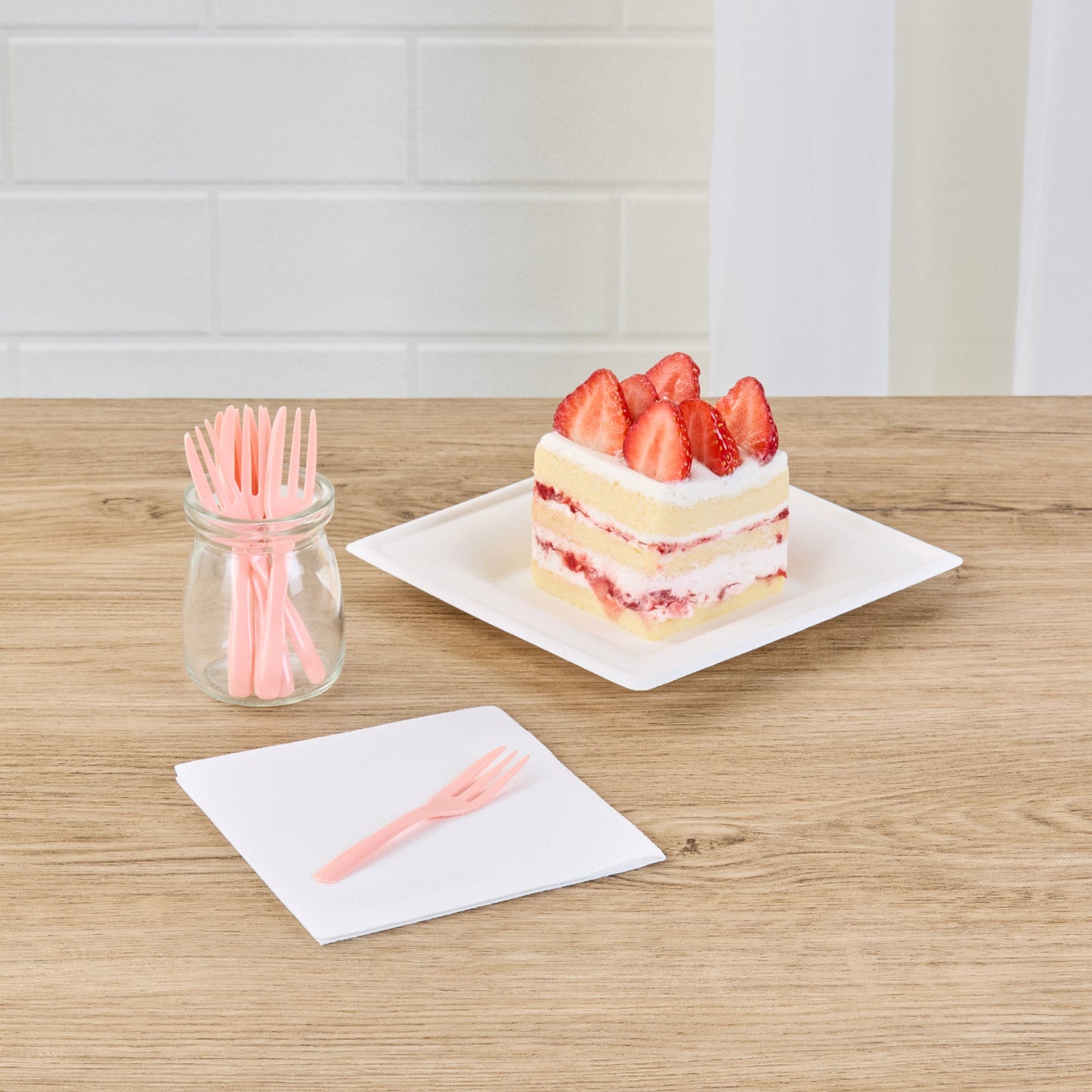 Coppetta Coral Plastic Cake Fork with Knife Edge - 4" x 3/4" - 500 count box