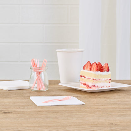 Coppetta Coral Plastic Cake Fork with Knife Edge - 4" x 3/4" - 500 count box