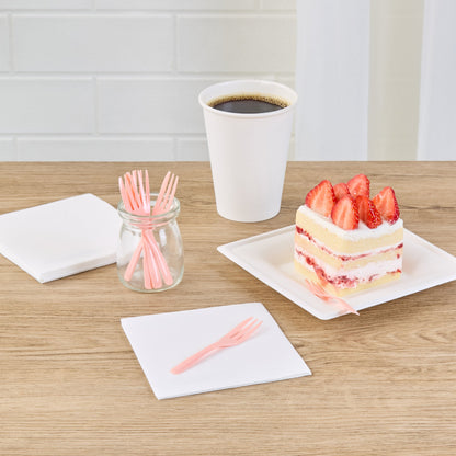 Coppetta Coral Plastic Cake Fork with Knife Edge - 4" x 3/4" - 500 count box