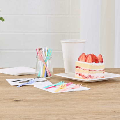 Coppetta Coral Plastic Cake Fork with Knife Edge - 4" x 3/4" - 500 count box
