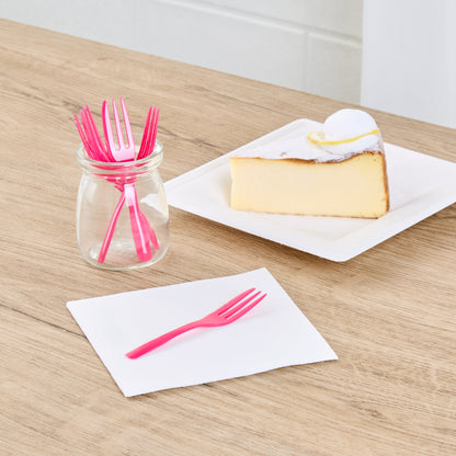 Coppetta Magenta Plastic Cake Fork with Knife Edge - 4" x 3/4" - 500 count box