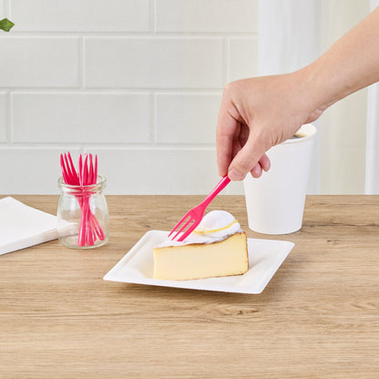 Coppetta Magenta Plastic Cake Fork with Knife Edge - 4" x 3/4" - 500 count box