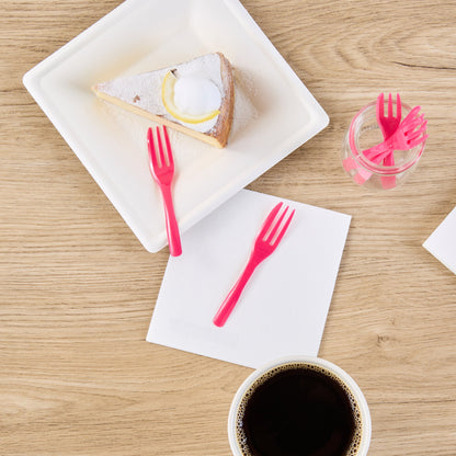 Coppetta Magenta Plastic Cake Fork with Knife Edge - 4" x 3/4" - 500 count box