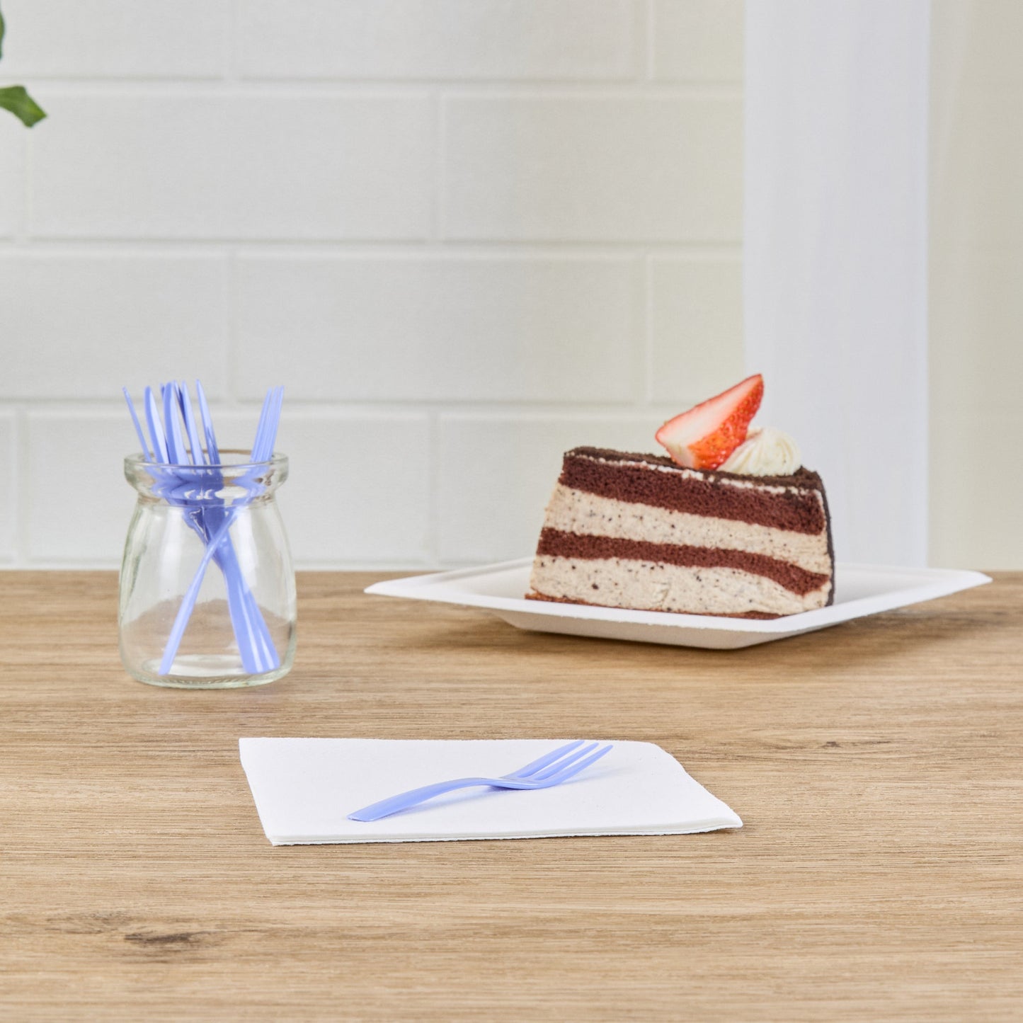Coppetta Periwinkle Plastic Cake Fork with Knife Edge - 4" x 3/4" - 500 count box