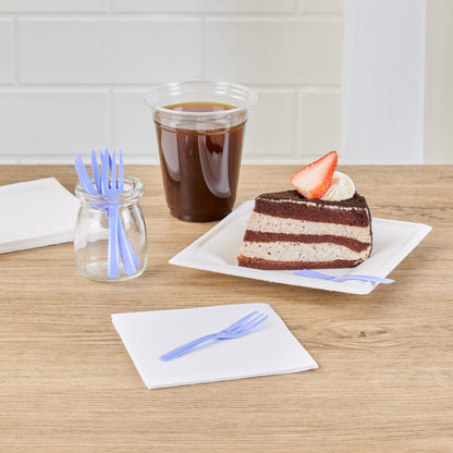 Coppetta Periwinkle Plastic Cake Fork with Knife Edge - 4" x 3/4" - 500 count box
