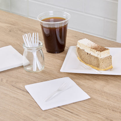 Coppetta Pearl White Plastic Cake Fork with Knife Edge - 4" x 3/4" - 500 count box