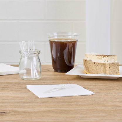 Coppetta Pearl White Plastic Cake Fork with Knife Edge - 4" x 3/4" - 500 count box