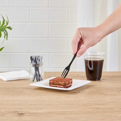 Coppetta Black Plastic Cake Fork with Knife Edge - 4" x 3/4" - 100 count box