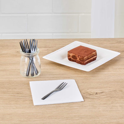 Coppetta Black Plastic Cake Fork with Knife Edge - 4" x 3/4" - 100 count box