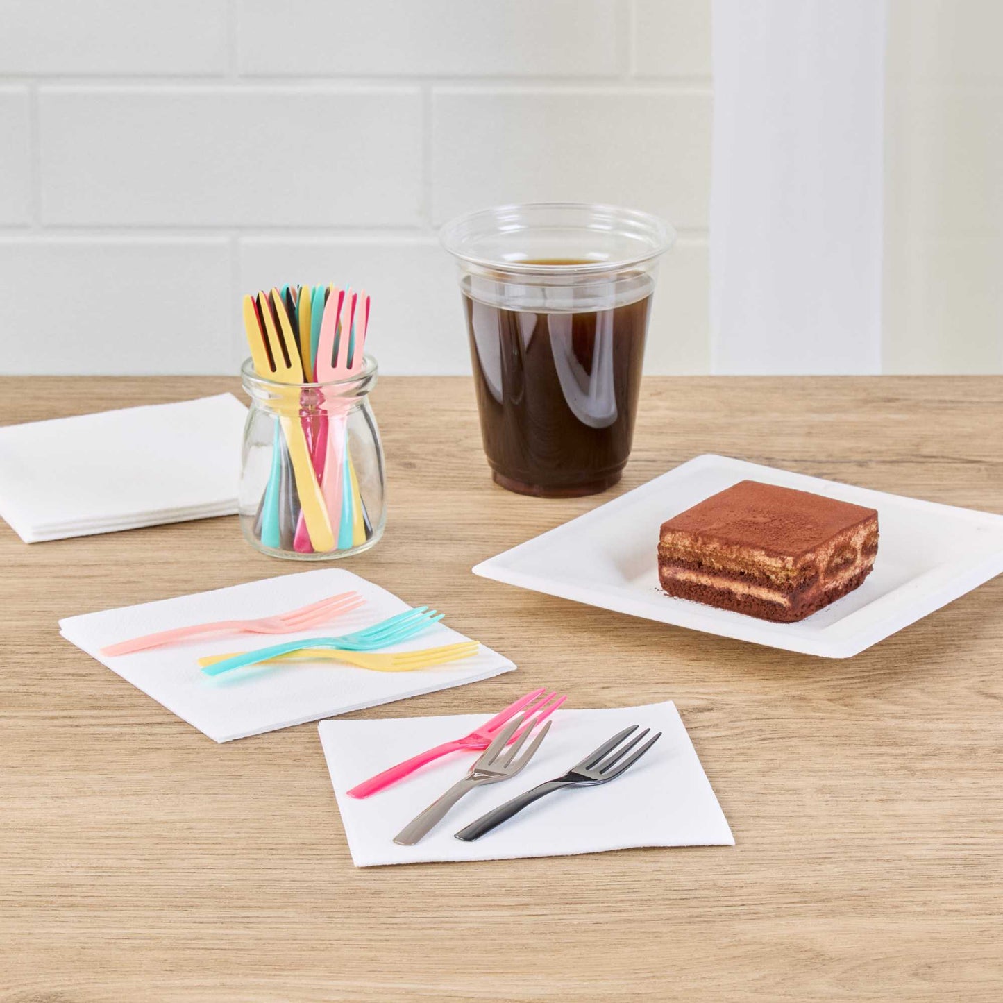 Coppetta Black Plastic Cake Fork with Knife Edge - 4" x 3/4" - 100 count box