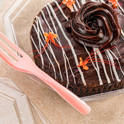 Coppetta Coral Plastic Cake Fork with Knife Edge - 4" x 3/4" - 100 count box