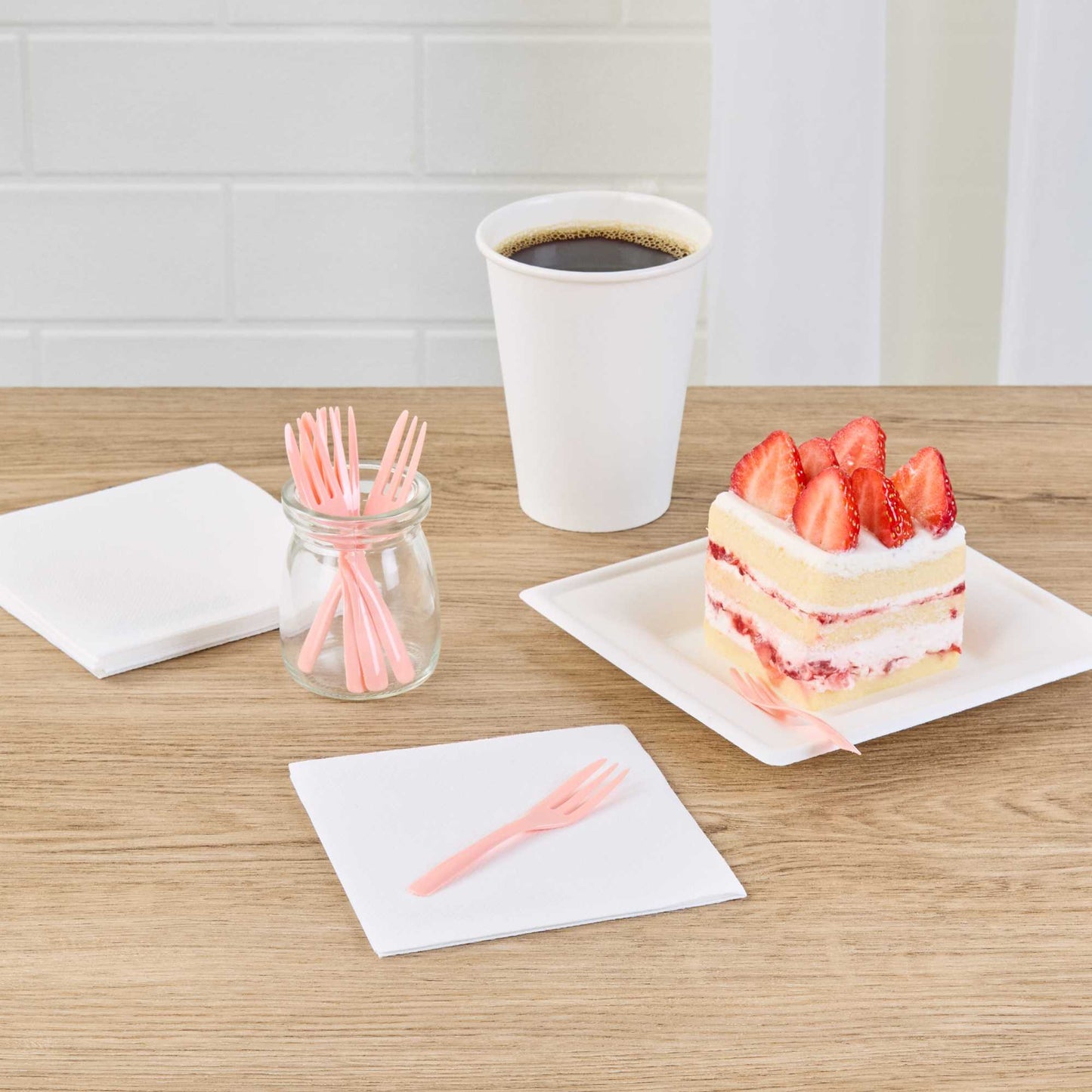 Coppetta Coral Plastic Cake Fork with Knife Edge - 4" x 3/4" - 100 count box