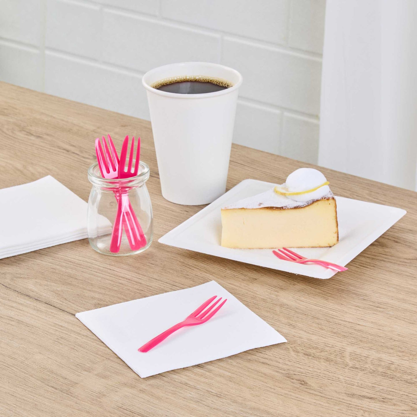Coppetta Magenta Plastic Cake Fork with Knife Edge - 4" x 3/4" - 100 count box