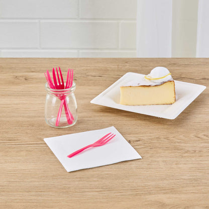 Coppetta Magenta Plastic Cake Fork with Knife Edge - 4" x 3/4" - 100 count box