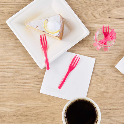 Coppetta Magenta Plastic Cake Fork with Knife Edge - 4" x 3/4" - 100 count box