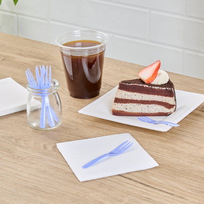 Coppetta Periwinkle Plastic Cake Fork with Knife Edge - 4" x 3/4" - 100 count box