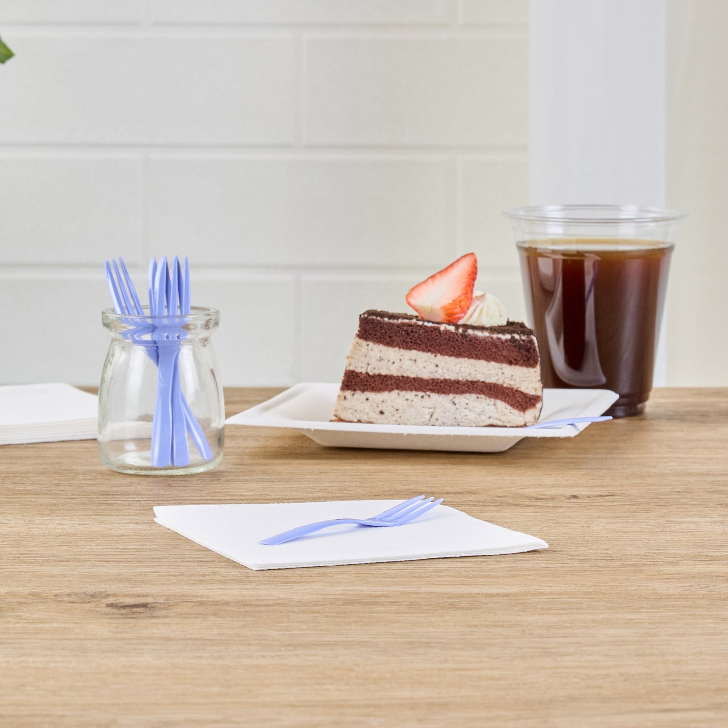 Coppetta Periwinkle Plastic Cake Fork with Knife Edge - 4" x 3/4" - 100 count box