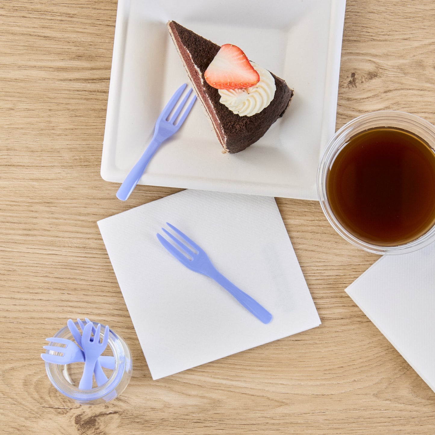 Coppetta Periwinkle Plastic Cake Fork with Knife Edge - 4" x 3/4" - 100 count box