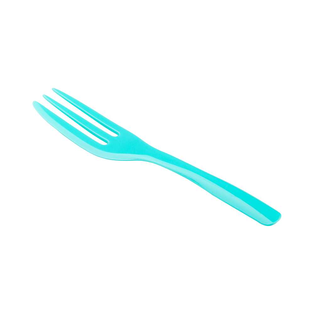 Coppetta Teal Plastic Cake Fork with Knife Edge - 4" x 3/4" - 100 count box